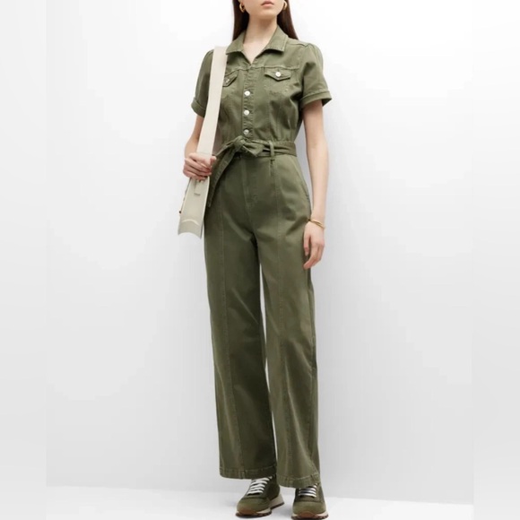 PAIGE Pants - PAIGE Brooklyn Belted Jumpsuit in Vintage Ivy Green Size 00 Brand NWT!!